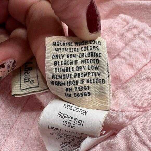 LL Bean Plus Size 1X Nightgown Flannel Dobby Pintuck Pink White Cottage 205465 - Picture 6 of 14